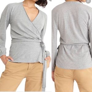 J Crew Grey Blouse S Front Wrap & Tie Top NWT